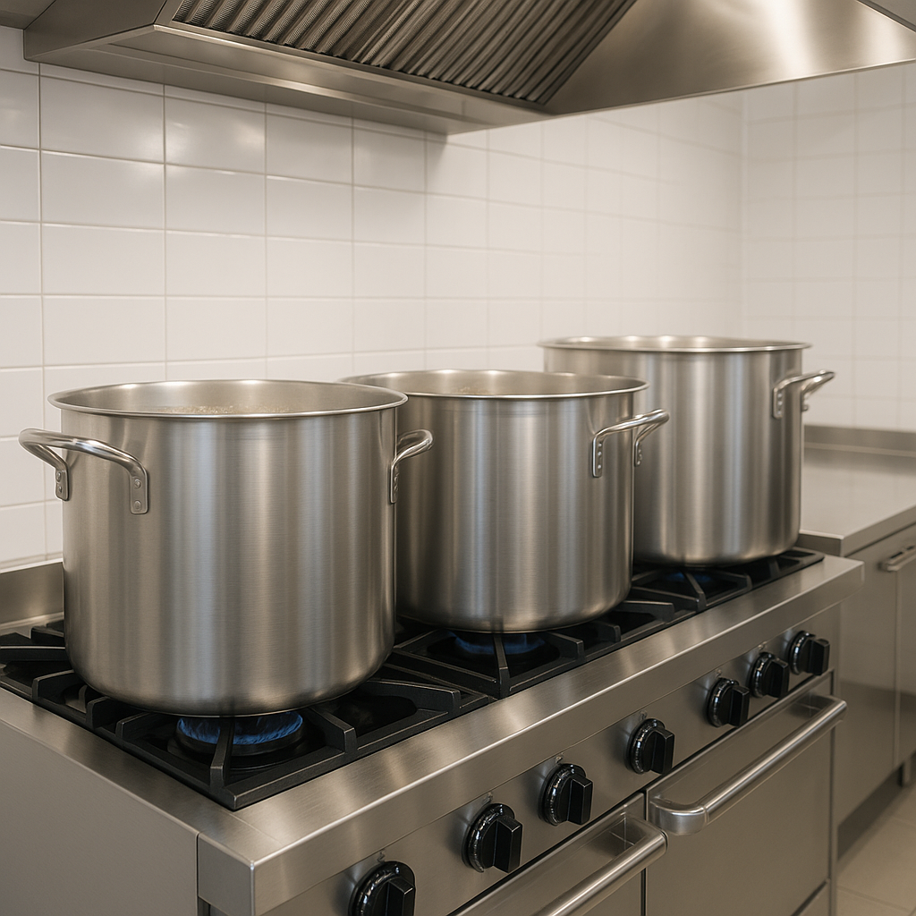 毎日寸胴で仕込む様子